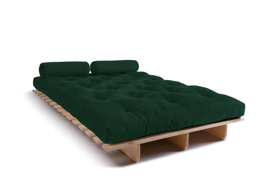 Canapé lit 120x200 - Slim Comfort Classic - Pascall Futon Vert Bouteille