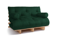 Canapé lit 140x200 - Slim Comfort Classic - Pascall Futon Vert Bouteille