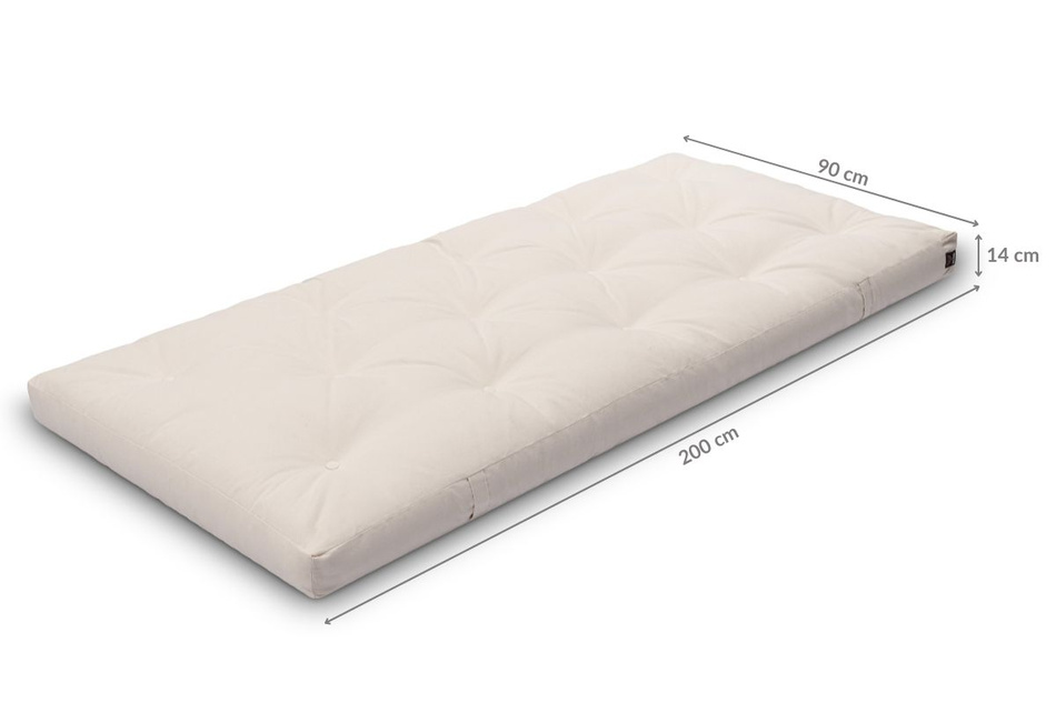 Matelas 90x200 naturel - Futon Slim Natural - Pascall Noir