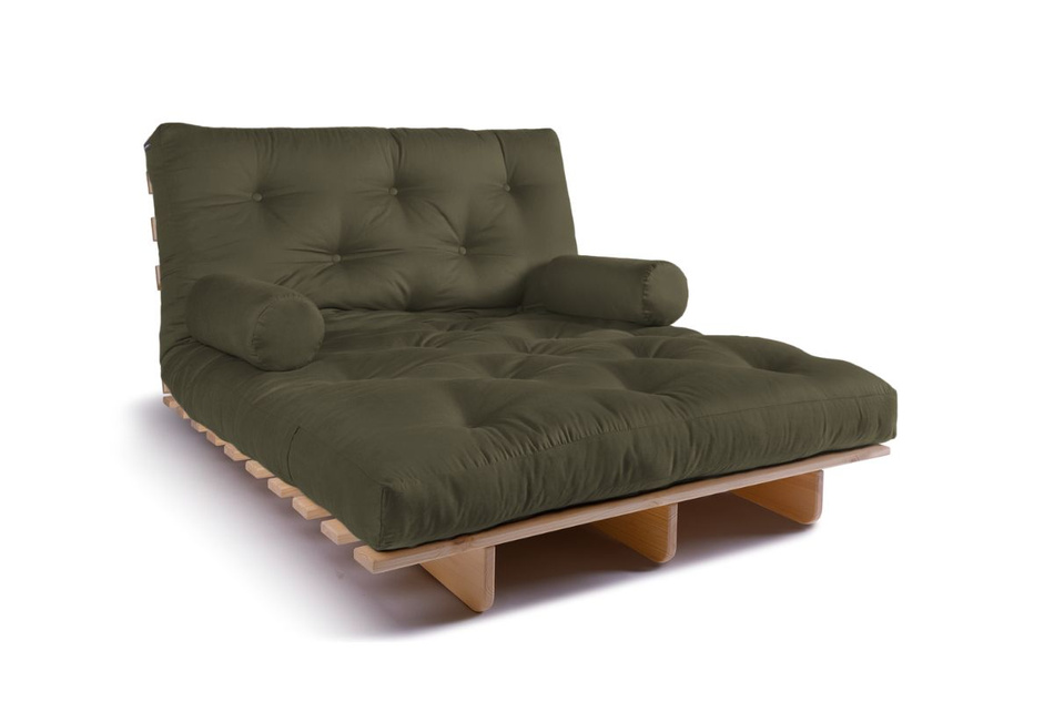 Canapé lit 120x200 - Slim Basic Classic - Pascall Futon Kaki